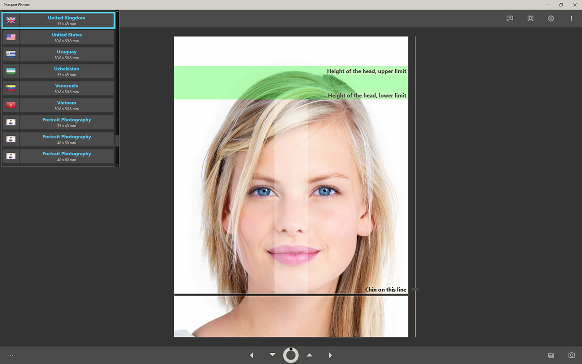 Selection of a passport photo template